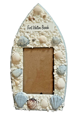 Sea Shell Frame Fort Walton Beach Blue/White 4x6 Standing Photo Frame 10x5