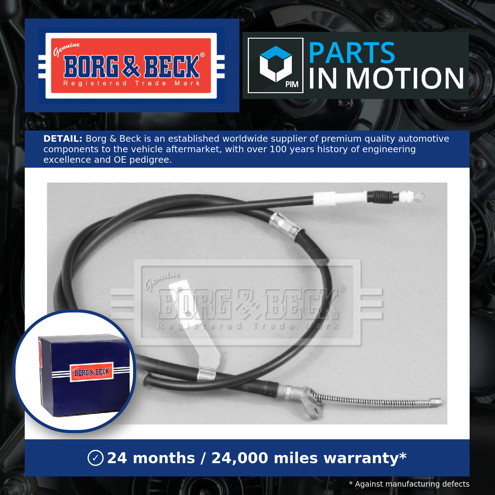 Handbrake Cable Rear Left BKB2644 Borg & Beck Hand Brake Parking 4643020580 New