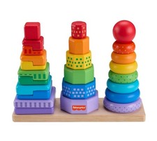 Fisher-Price Wooden Stacking Shape Sorter 26 Pieces Educational Toy 18 Months 
