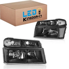 LEDKINGDOMUS Black Headlights Assembly with Bumper Lamps, Compatible with 200...