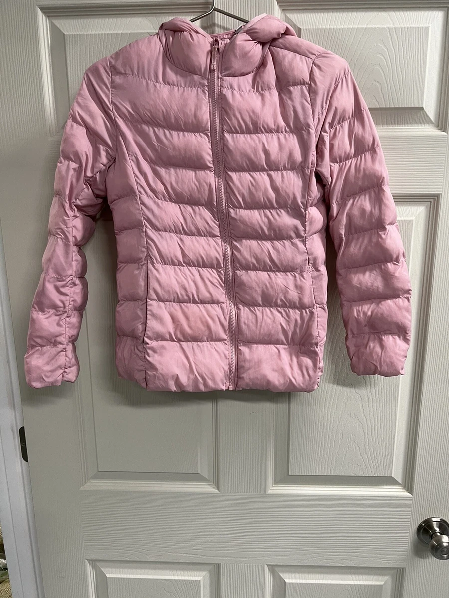 UNIQLO Girls Pink Lightweight Puffer Hooded Jacket Size 11 GUC