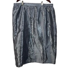 Tally Taylor Plus Size 22W Silver Pewter Pencil Skirt Metallic Holiday Party