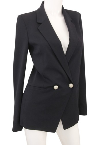 Theory Blazer Jacket NWT Navy Stretch Crepe Double Breasted Elkaey Refiner Sz 0 - Picture 2 of 5