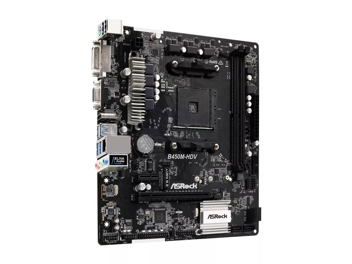 ASRock B450M HDV Motherboard MATX AMD B450 AM4 DDR4 64GB SATA3