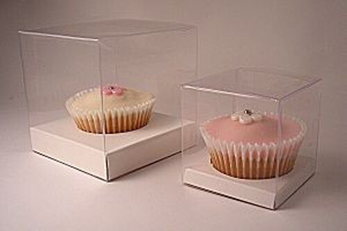 25 7cm PVC Box + White Cup Cake Insert Holder Gift Retail Shop Wedding Party - Bild 6 von 10