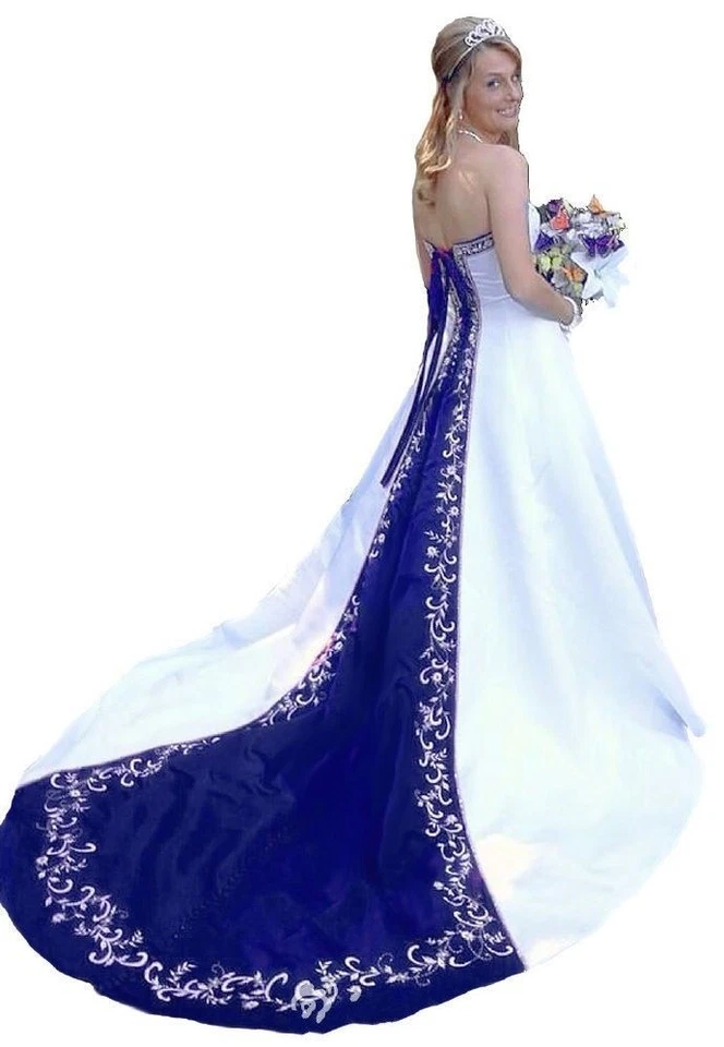 Vintage Embroidered Wedding Dresses Plus Size Satin Strapless Bridal Gown - Image 3 of 4