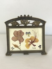 Pressed Dried Daisy Floral Picture Real Flowers Fancy Metal Frame Vintage 1997