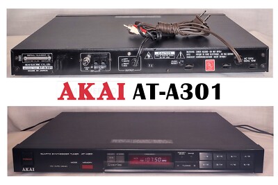 Akai AT-A301 Quartz Synthesizer AM/FM Stereo Tuner Black Tested and Working