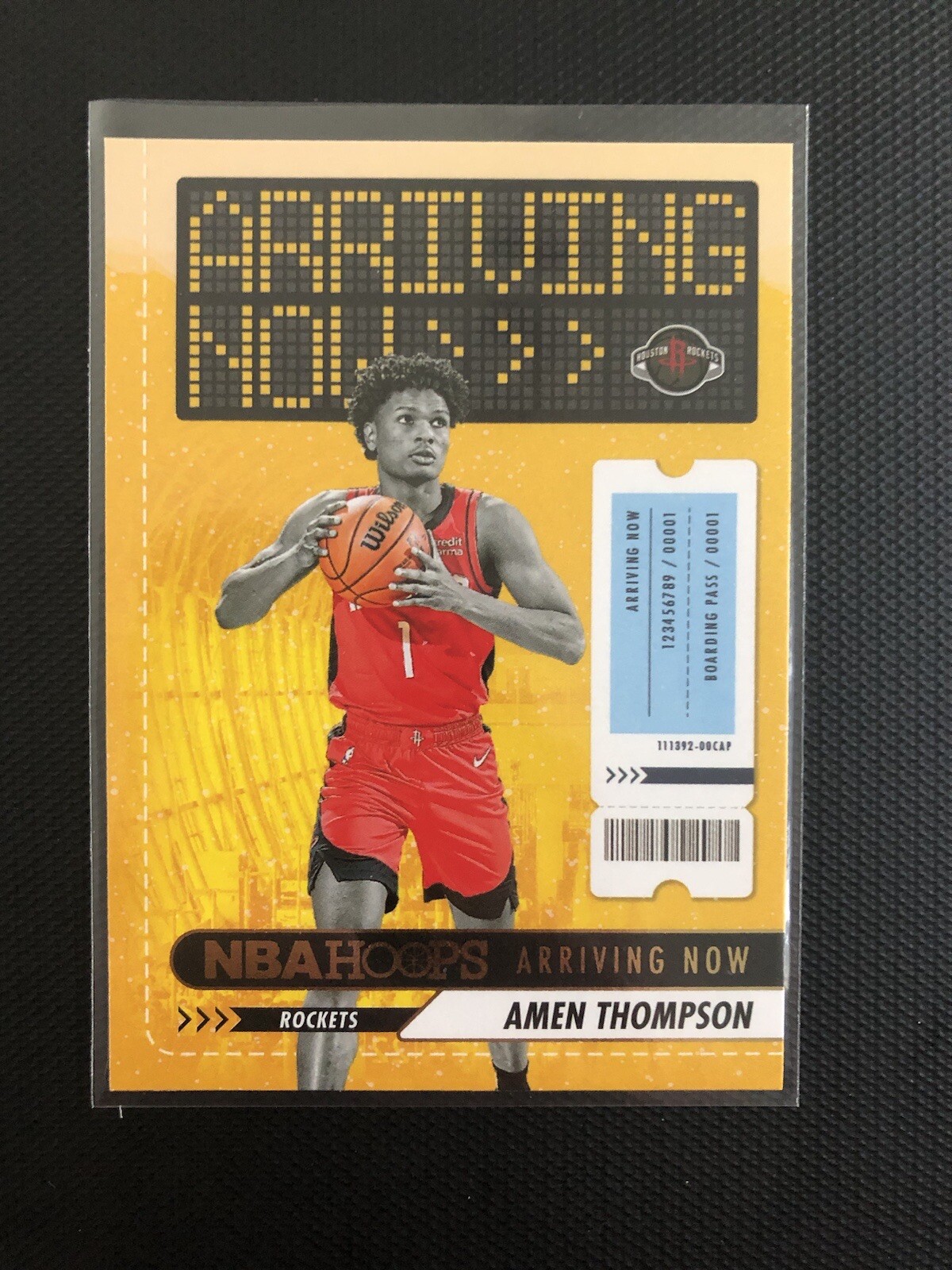 2023-24 Panini NBA Hoops Amen Thompson Arriving Now #16 RC Rockets