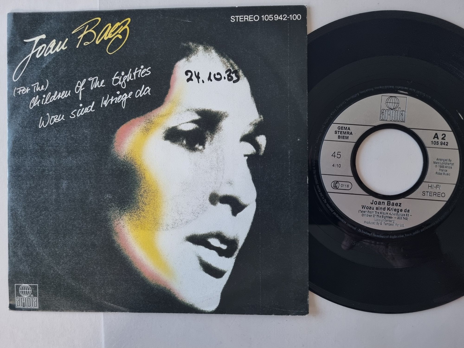 Joan Baez - Wozu sind Kriege da 7'' Vinyl Germany/ CV Udo Lindenberg