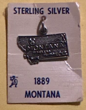 Vintage Sterling Silver Montana 1889 Charm Pendant NEW