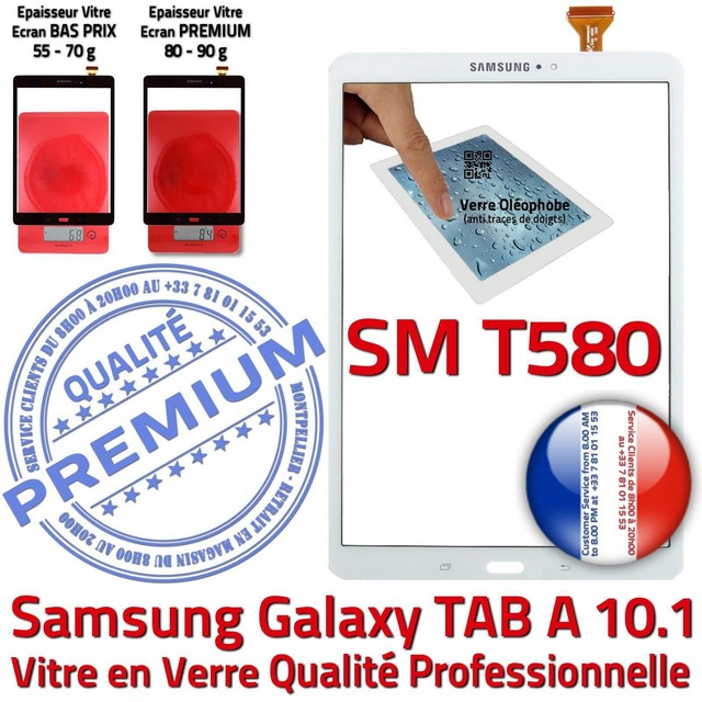 Vitre Tactile Blanche SM-T580 TAB A 10.1 Samsung Ecran Blanc Qualité Supérieure Vitre Tactile Blanche SM-T580 TAB A 10.1 Samsung Ecran Blanc Qualité Supérieure