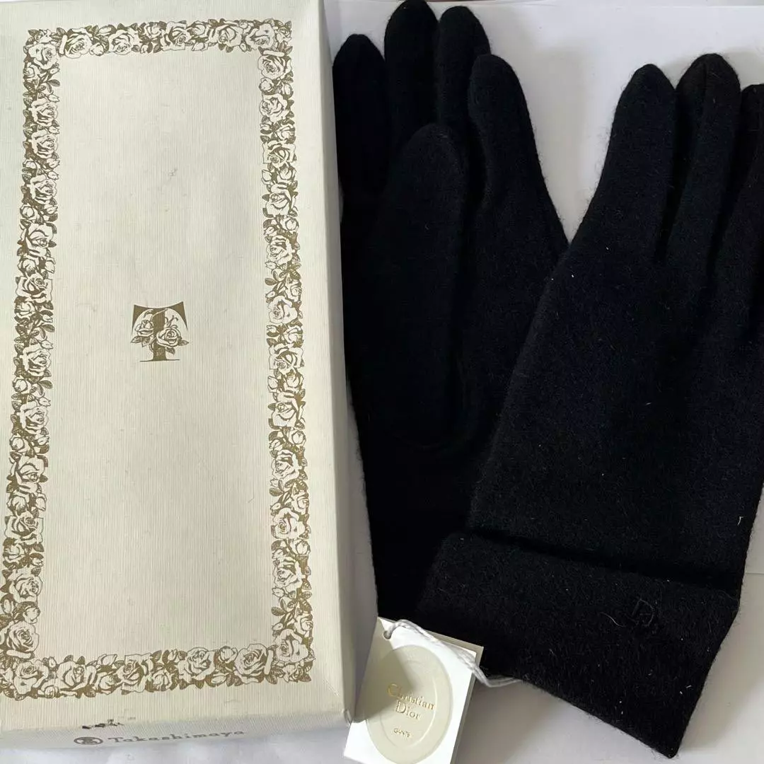 Gants Christian Dior cachemire noir vintage authentique deadstock pas utilisé