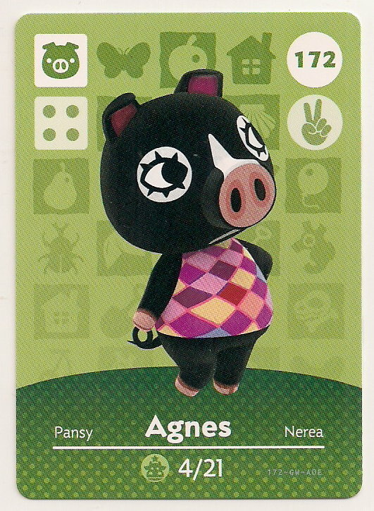 Animal Crossing amiibo Card: Agnes 172 Series Pig New Leaf Horizons  Authentic