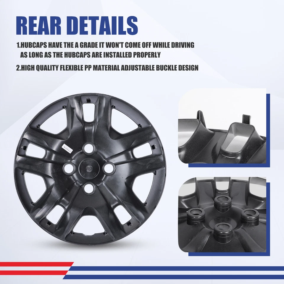 For 2007-2012 Nissan Sentra Snap On Installation 16" Hubcap 4 Wheel Covers NEW Foto 4 de 4