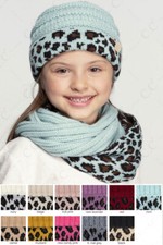 C.C 2-7 years old Kids Children Girl Boy Animal Leopard Soft Ribbed Knit Scarf