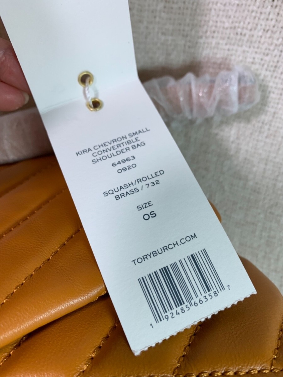 NEW Tory Burch Kira Chevron Squash Orange Leather Small