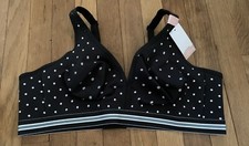 Plus Sz 44C Cacique Full Coverage Cotton Unlined Wire Free Bra Black Polka Dot