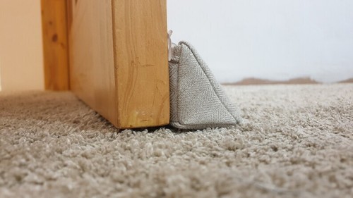 Draught Excluder Triangular® Washable, Heavy, Attachable ~ Herringbone Cream - Picture 5 of 8