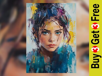 Vivid Portrait Girl 5''x7'' Druck auf mattem Papier | Ausdrucksstarke Pinselstrichmalerei