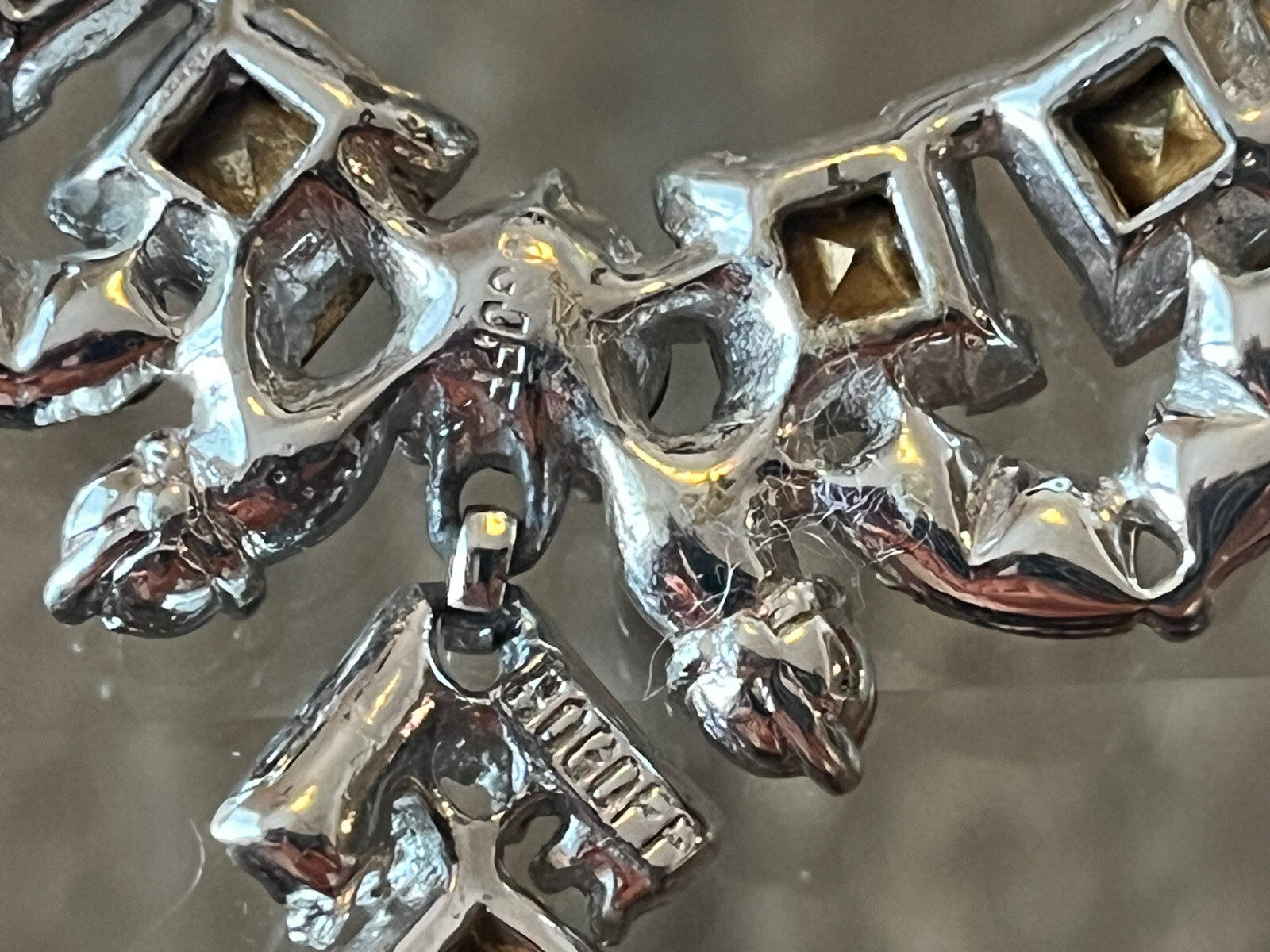 Bogoff Rhinestone Necklace Signed 16” - image 4