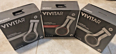 3x Vivitar Stereo Headphones New Sealed Carbon Collection Black Silver Red