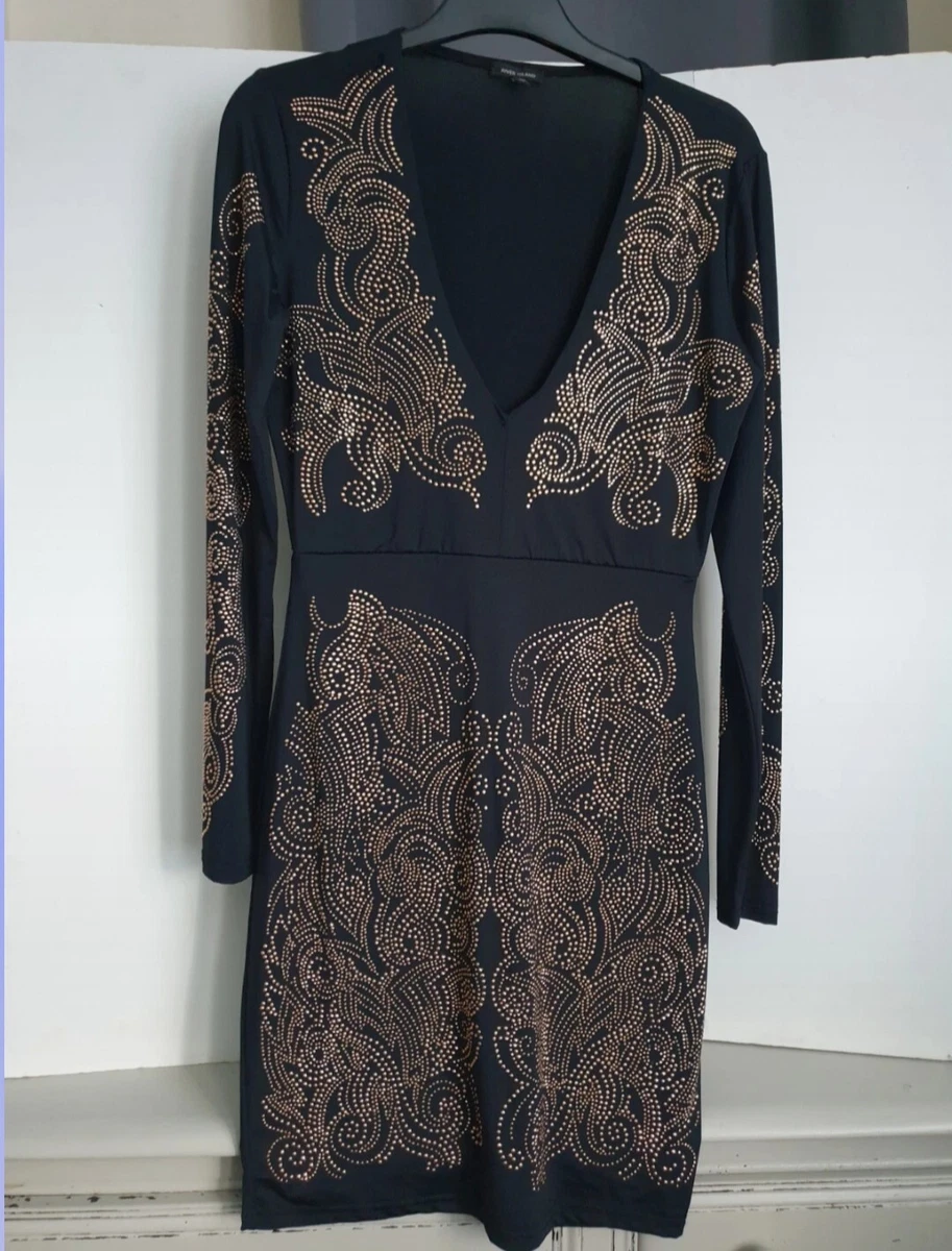 River island black embellished cheap dress