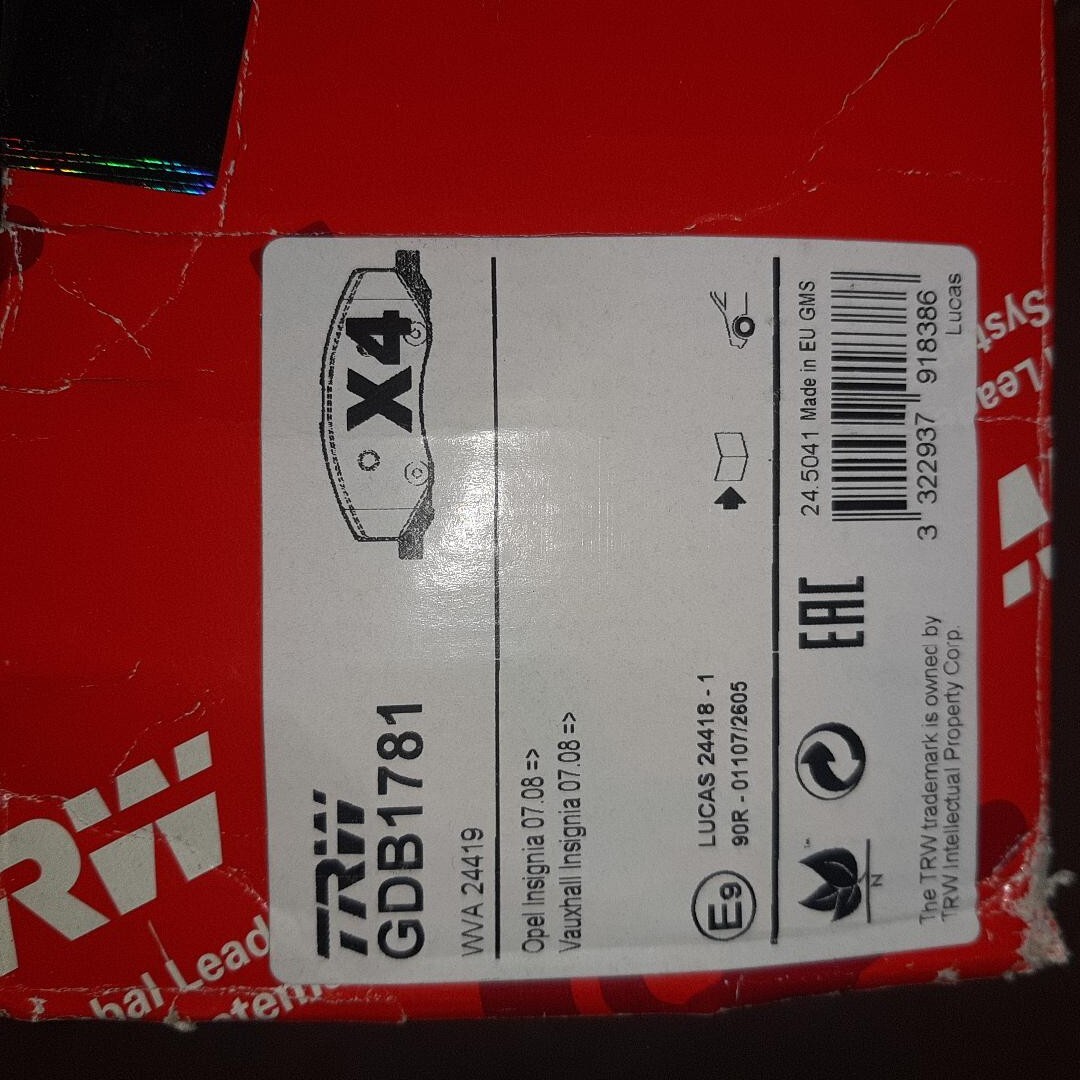 Plaquettes de frein avant TRW GDB1781 pour un freinage silencieux et sans vibration
