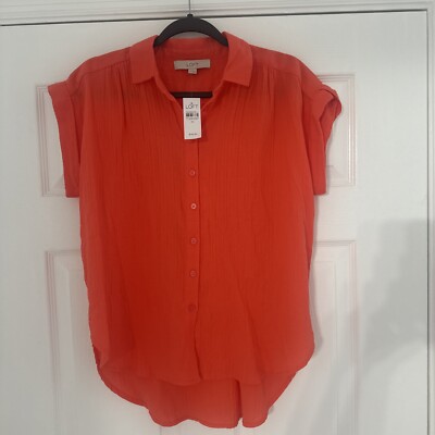 Loft Women s Size XS Dolman Button-up Short Sleeve Shirt NEW RETAILS$56.95