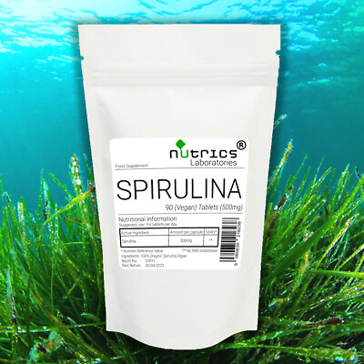 Nutrics  Bio SPIRULINA 500mg 90 vegane Tabletten 100% Pure Detox Immun Booster