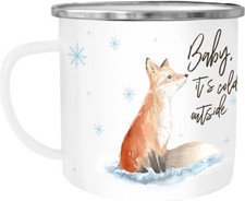 Emaille Tasse Becher Weihnachten Baby it`s cold outside Fuchs Weihnachtsbecher