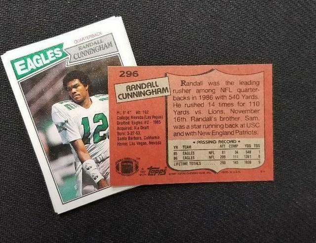 Randall Cunningham 1987 Topps Football Rookie Card 296 EBay
