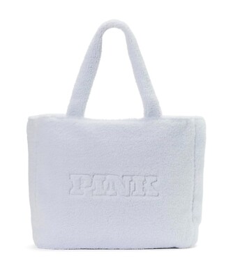 NWT VICTORIA'S SECRET PINK BLUE COZY SHERPA FLEECE LOGO ZIPPER