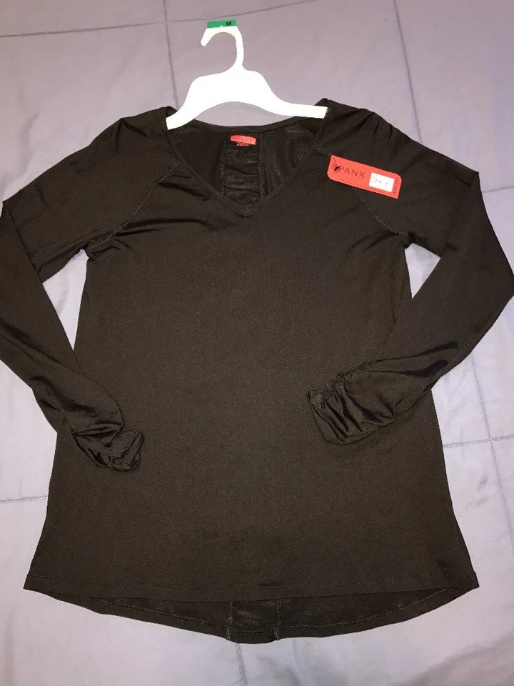 NEW SPANX Streamlined Shaping Top Large 1264 Shapewear Activewear Black LS NEW - Image 2 of 4