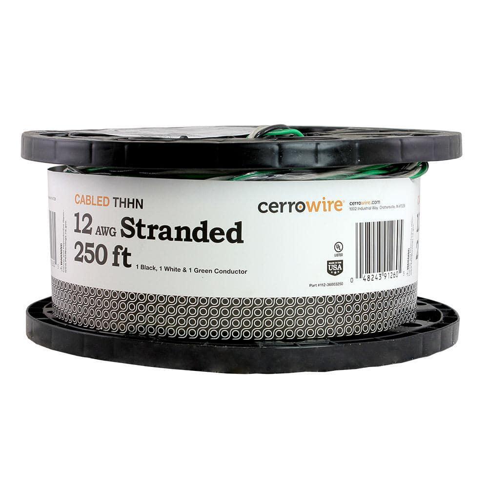 250 ft. 12-3 Black, White and Green Cabled Stranded THHN Cable 250 ft. 12-3 Black, White and Green Cabled Stranded THHN Cable