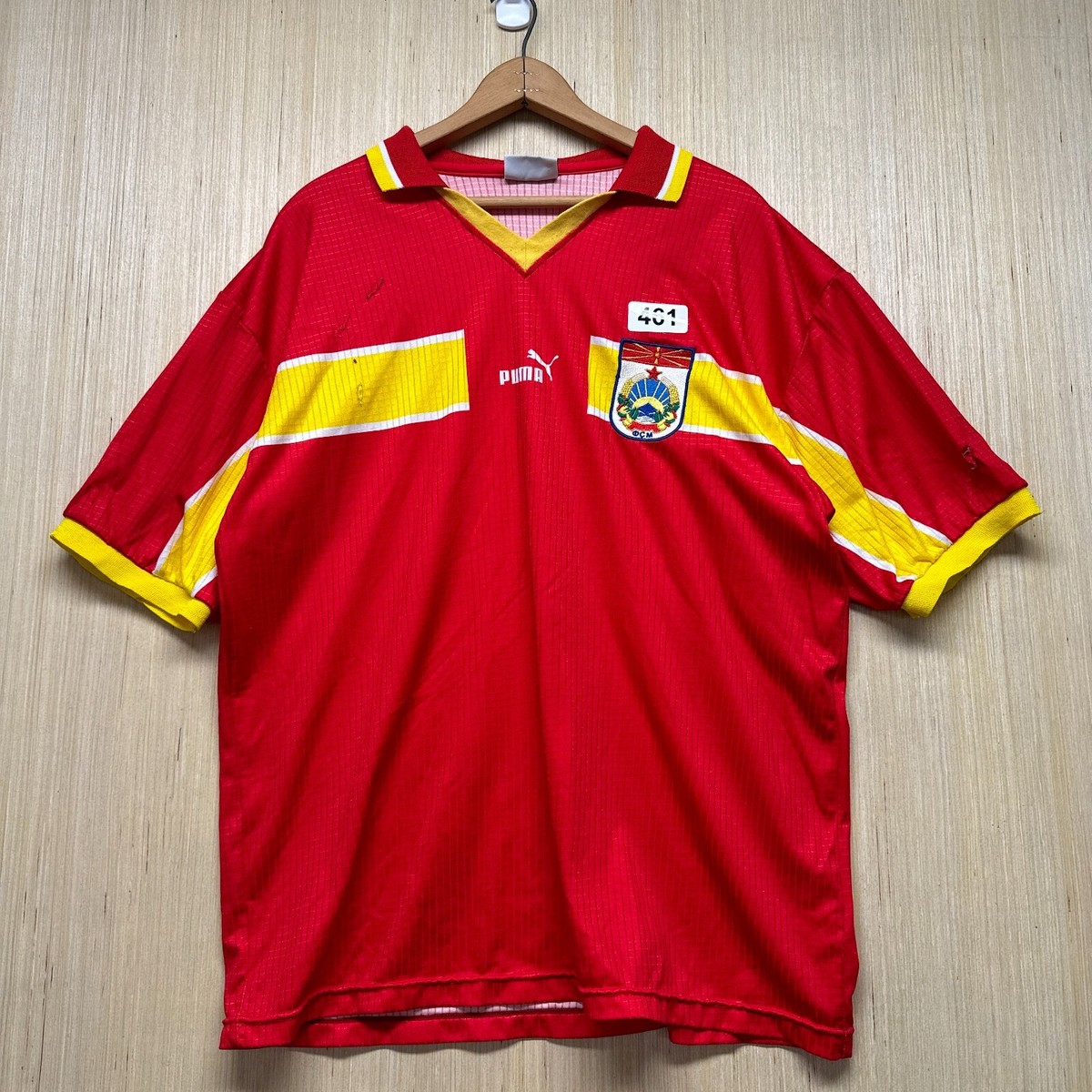 Vintage Macedonia Jersey Adult Size Large Red Short Sleeve Men's