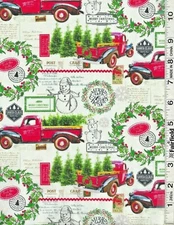 Christmas Deck the Halls Red Trucks by Springs Creative bty