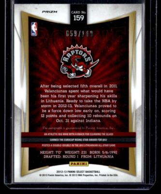 2012-13 Panini Select #159 Jonas Valanciunas #/149 HS | eBay