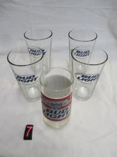 5 Vintage Budweiser Light King of Beers Glasses Anheuser Busch Bud Light Glass