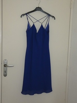 WIE NEU Damen SONNENBAD Kleid Gr. 36 S blau BRANTEN AUSSCHNITT RÜCKENFREI