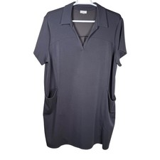 J Jill Fit Grey Collared 2 Pockets Shirt Dress Super Soft Short Sleeve Size 3X