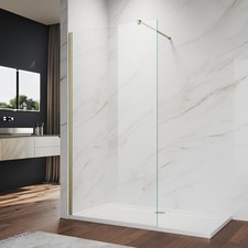 Brushed Gold Walk In Shower Enclosure Screen 8mm Easy Clean Glass Panel 800-1200
