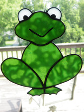 WINDOW SUNCATCHER Green FROG - 7" T x 6-1/2" - FREE SHIP