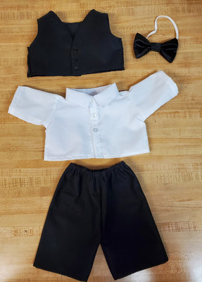 BLACK WAITER SUIT OUTFIT SHIRT PANTS VEST BOWTIE for 16'' CPK Cabbage Patch Kids
