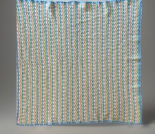 VTG Hand Crocheted Nursery Baby Blanket Pastel Pink Blue Green Yellow/Unisex
