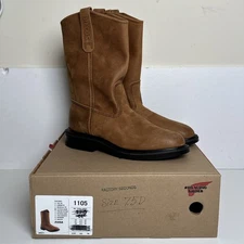 Red Wing 1105 Pecos Leather Work Boots Soft Toe Men's 7.5 D Tan Pull On
