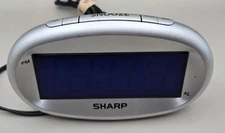 Sharp Model SPC-073 LED Alarm Clock Silver Tested And Working FREE SHIPPING