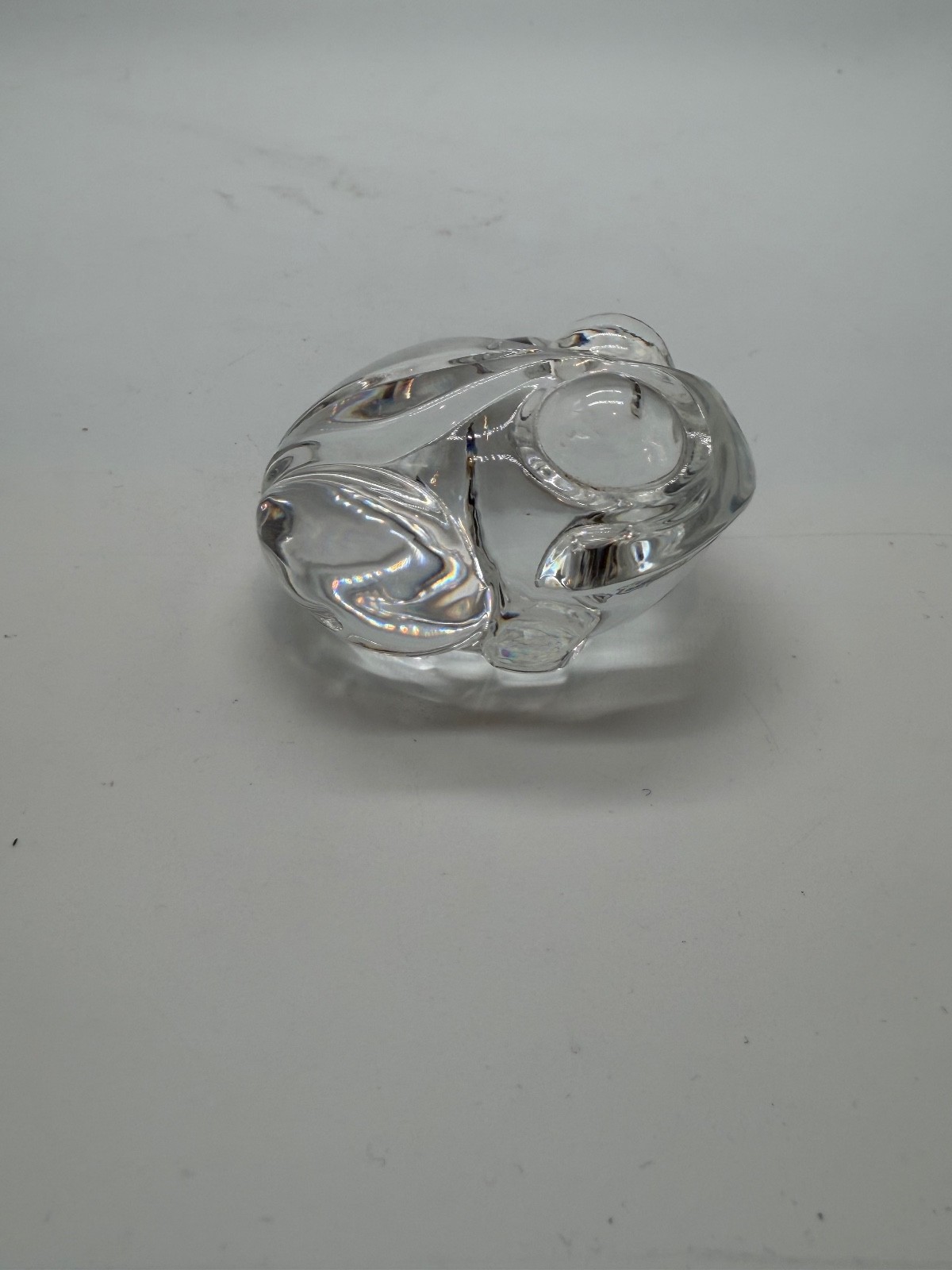 Steuben Clear Crystal Lloyd Atkins Design Frog Hand Cooler Paperweight Figurine