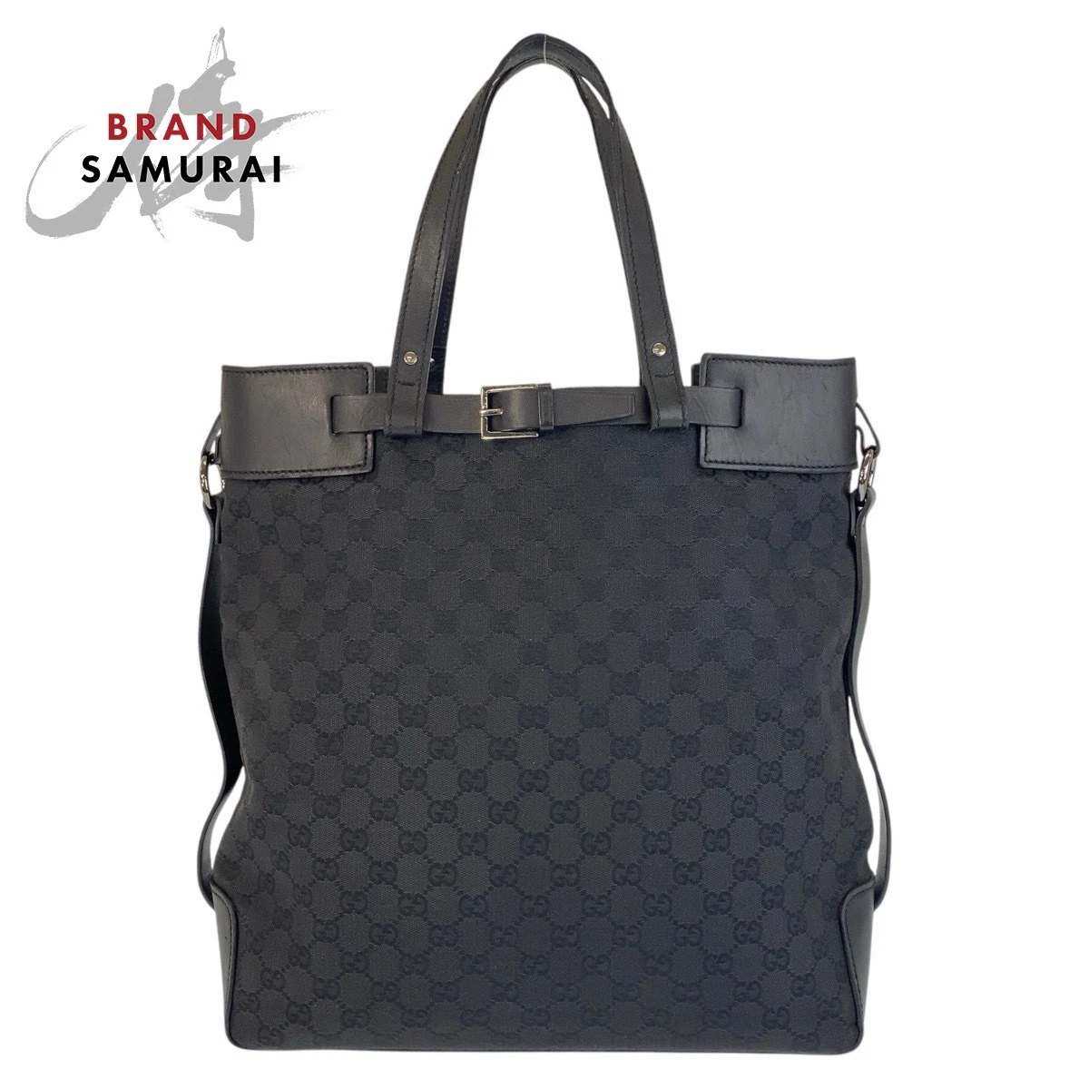 Sac fourre tout bandoulière Gucci noir Gg toile/cuir 107736 pour femme 500451 occasion