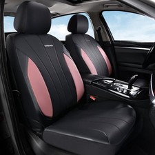 Car Seat Covers 2 Seats Waterproof Nappa Leather Automotive Front Pinkblack Car Seat Covers 2 Seats Waterproof Nappa Leather Automotive Front Pinkblack